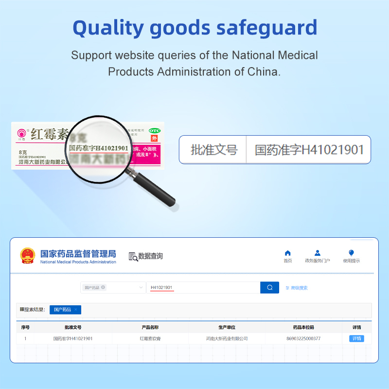药品 - 川石红霉素软膏 ﻿﻿8g*1只/盒 主要用于治疗脓疱疮等化脓性皮肤病、小面积烧伤、溃疡面的感染等