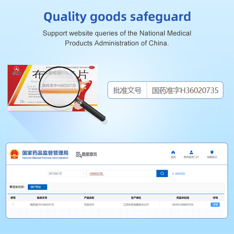 药品 - 仁和布洛芬片0.1g*24片 1盒  缓解偏头痛关节痛肌肉痛痛经感冒流感发热