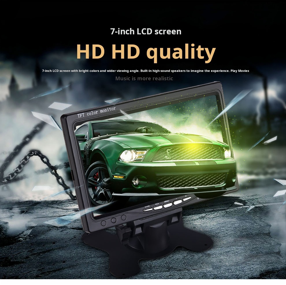 7-inch high-definition LCD desktop car monitor reverse camera two-way input digital display embedded