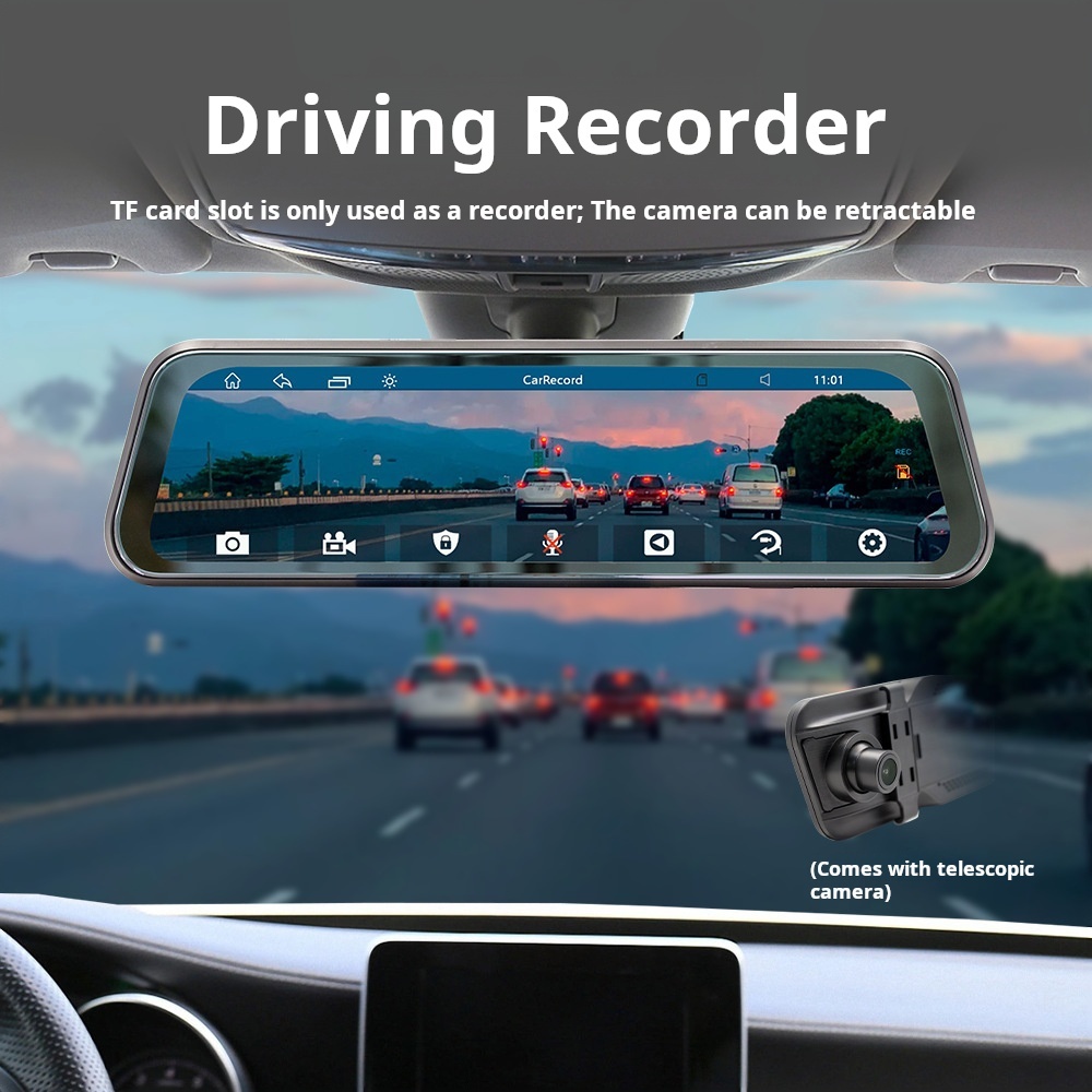 9.36 inch wireless carplay HD touch screen streaming media rear view mirror multifunction car recorder
