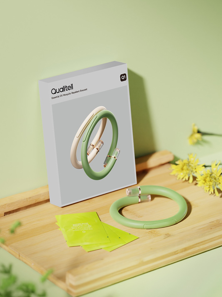 Q1-Qualitell solid reusable ABS silicone mosquito repellent bracelet with a faint fragrance, used for pest control.