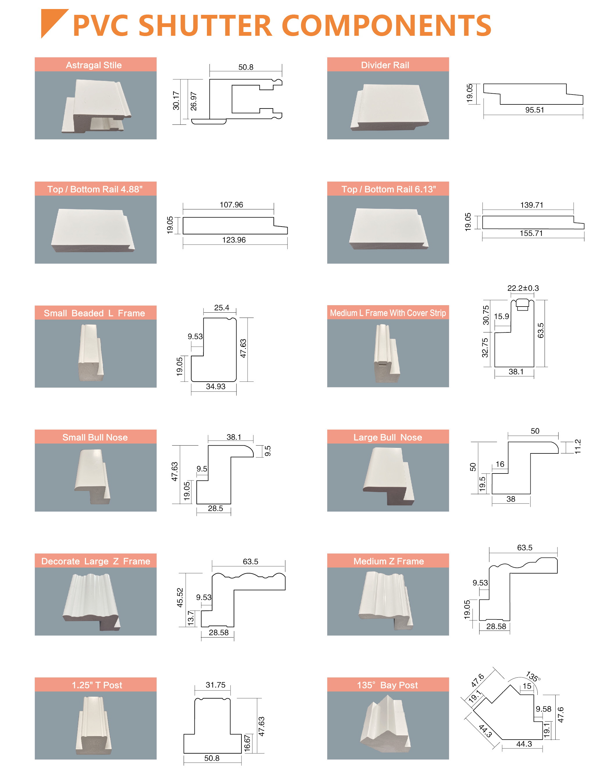 Pvc Door Shutter Section PVC SHUTTER&DOOR COMPONENTS