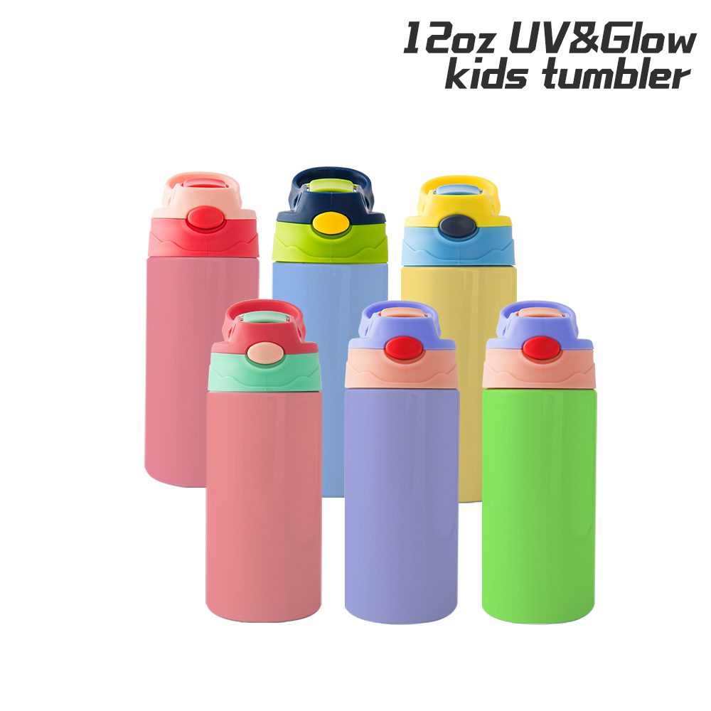 60 Pack 12oz UV Color Change And Glow In Dark Sublimation Kids Water Bottle Tumbler