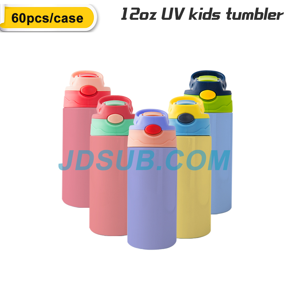 60 Pack 12oz UV Color Change  Double Wall Insulated Stainless Steel Sublimation Kids Water Bottle Tumbler