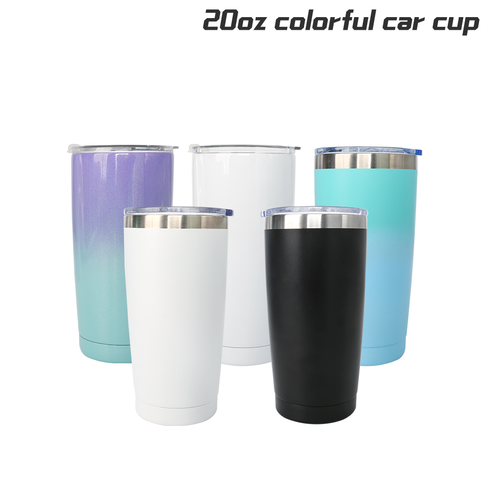 25 Pack 20oz Sublimation Car Cup Colorful Straight Tumbler Blanks with Plastic Straws