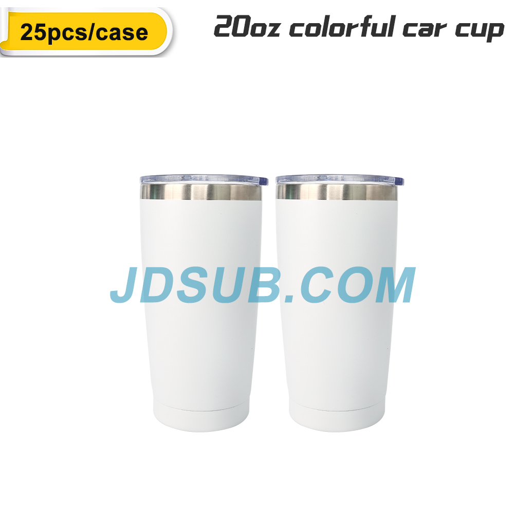 25 Pack 20oz Sublimation Car Cup Colorful Straight Tumbler Blanks with Plastic Straws