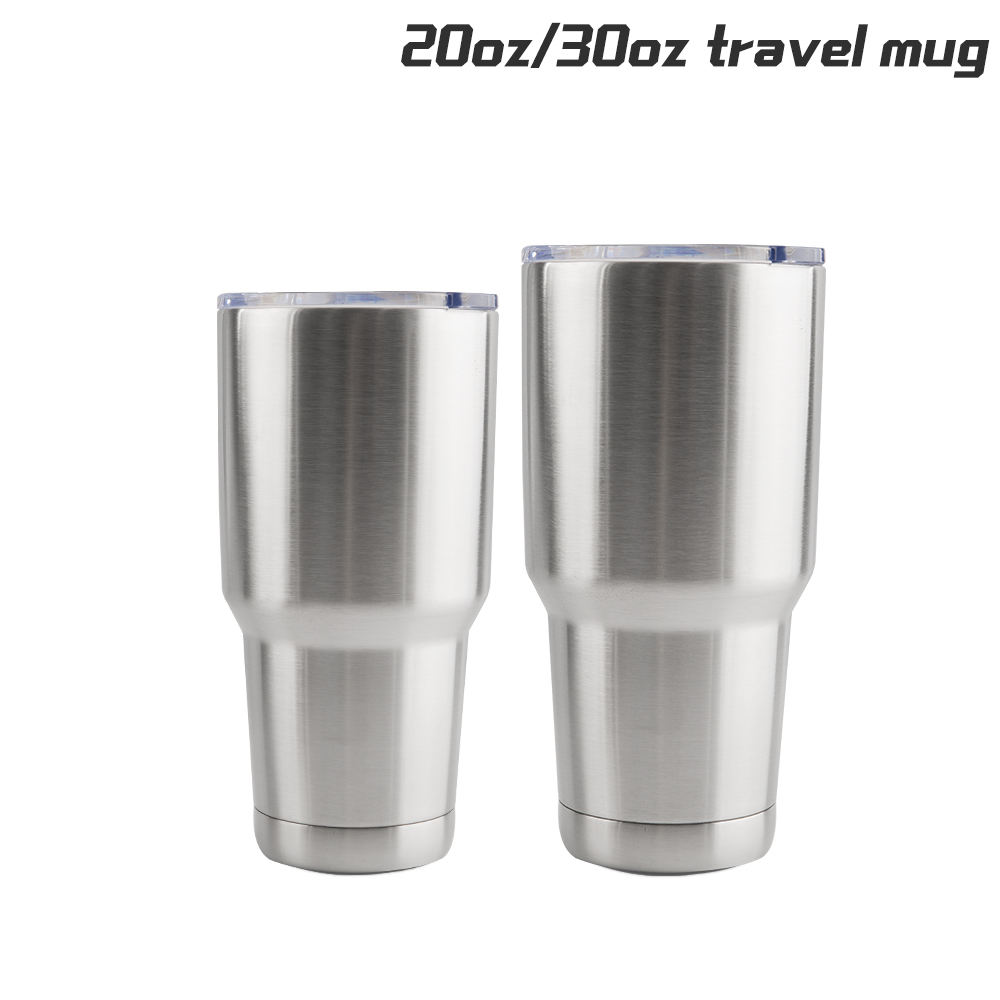 25 Pack 20oz/30oz Stainless Steel Tumblers Double Wall Insulation Coffee Mugs Curve Travel Tumbler With Lid