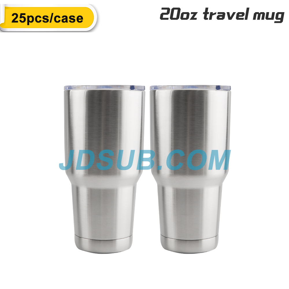 25 Pack 20oz/30oz Stainless Steel Tumblers Double Wall Insulation Coffee Mugs Curve Travel Tumbler With Lid