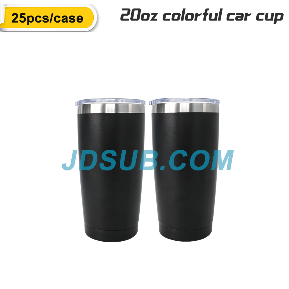25 Pack 20oz Sublimation Car Cup Colorful Straight Tumbler Blanks with Plastic Straws