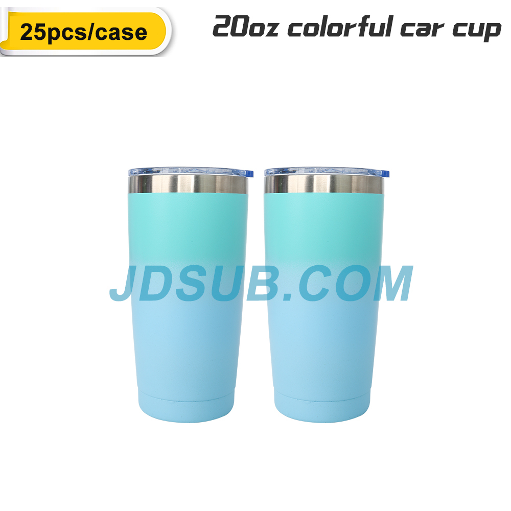 25 Pack 20oz Sublimation Car Cup Colorful Straight Tumbler Blanks with Plastic Straws