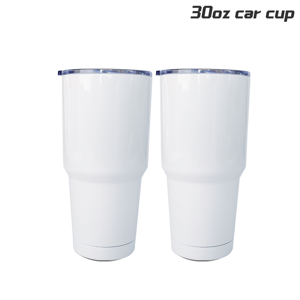 25 Pack 30oz Sublimation White Car Cup Straight Tumbler Blanks with Plastic Straws