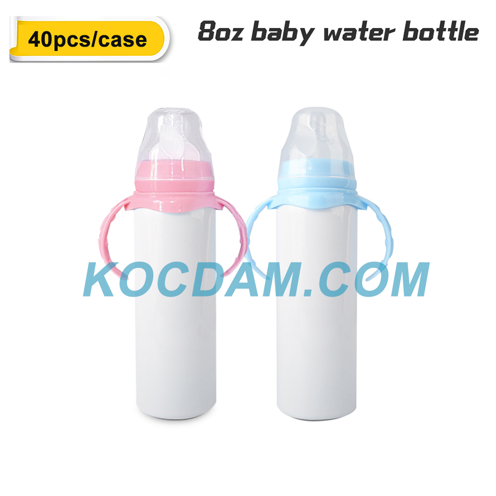 KOCDAM 25 Pack 8oz Sublimation Pink Blue Baby Feeding Cup Sippy Cup Water Bottle