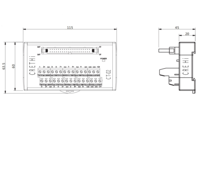 Terminal block customized for OMRON CPU   CT-02