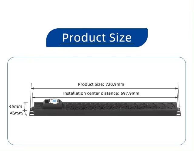 16A 1U 12 Ways with 1P Circuit Breaker & Indicating light PDU Socket