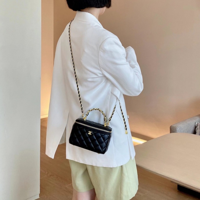Women's Bag Small Fragrance Chain Box Bag 2023 New Genuine Leather Diamond Bag Fashion Single Shoulder Crossbody Bag Women's Bag