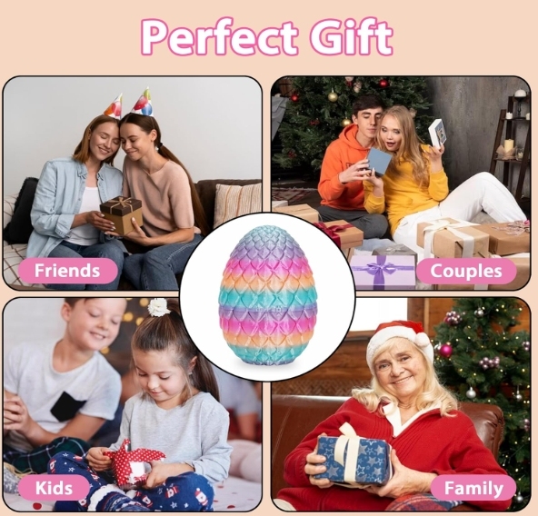TBOLINE 3D Printed Dragon Egg, 3D Printer Full Articulated Crystal Animal Fidget Toy, Surprise Easter Mythical Pieces Dragon Toy for Kids Teen Boys Girls