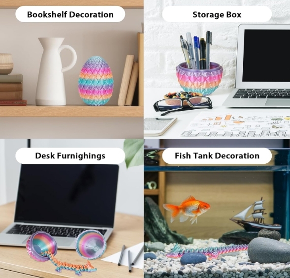 TBOLINE 3D Printed Dragon Egg, 3D Printer Full Articulated Crystal Animal Fidget Toy, Surprise Easter Mythical Pieces Dragon Toy for Kids Teen Boys Girls