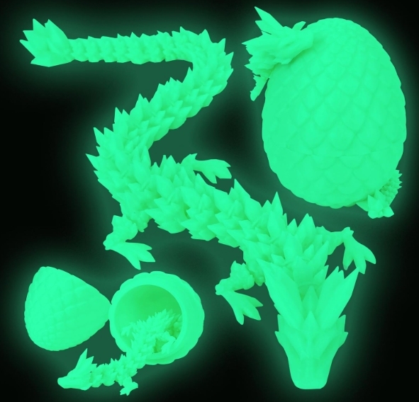 TBOLINE 3D Printed Dragon Egg Glow in The Dark, 3D Printer Full Articulated Crystal Animals Fidget Toy, Surprise Easter Mythical Pieces Dragon Toy for Kids Teen Boys Girls