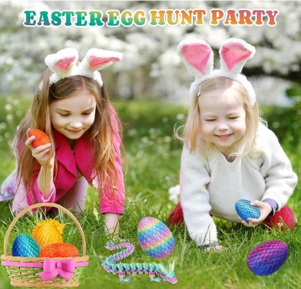 TBOLINE 3D Printed Dragon Egg, Full Articulated Crystal Animals Fidget Toy for Autism ADHD, 3D Print Dinosaur Eggs Toy Mythical Pieces Dragon in Egg Kid Teen Boy Girls (Gold)