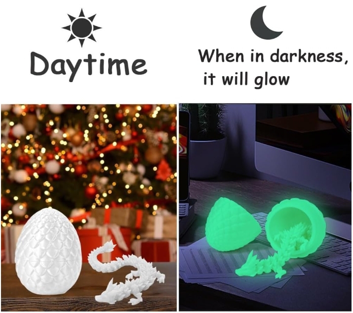 TBOLINE 4Pack 3D Printed Dragon Egg, Full Articulated Crystal Animals Fidget Toy for Autism ADHD, 3D Print Dinosaur Eggs Toy Mythical Pieces Dragon in Egg Kid Teen Boy Girls (4PCS2)