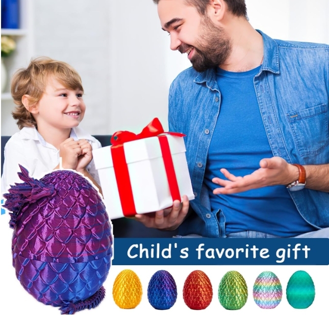 TBOLINE 4Pack 3D Printed Dragon Egg, Full Articulated Crystal Animals Fidget Toy for Autism ADHD, 3D Print Dinosaur Eggs Toy Mythical Pieces Dragon in Egg Kid Teen Boy Girls (4PCS2)