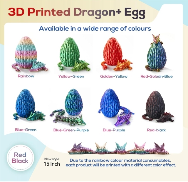 3D Printed Dragon,Dragon Eggs with Dragon Inside,Surprise Dragon Egg Toy,12'' Full Articulated Crystal 3D Dragonls