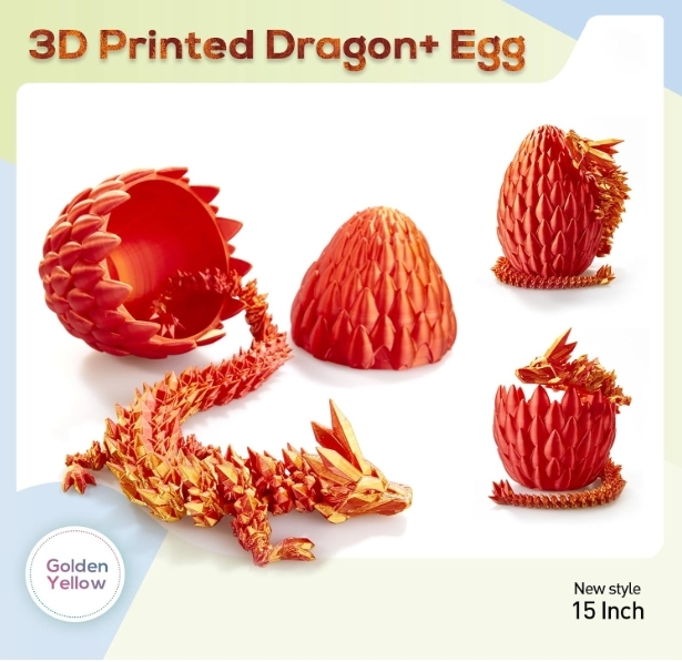 3D Printed Dragon,Dragon Eggs with Dragon Inside,Surprise Dragon Egg Toy,15'' Full Articulated Crystal 3D Dragonls