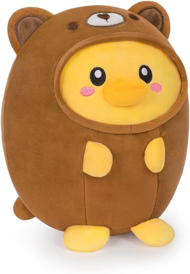 Cute Duck Bear Plush Pillow 8" Bear Ducky Stuffed Animal