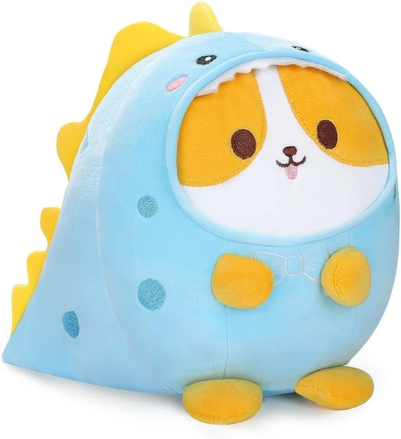 Cute Corgi Dinosaur Plush Pillow 8" Shiba Inu Dino Stuffed Animal