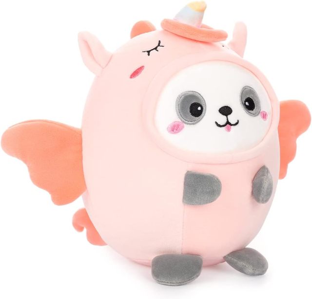 Cute Panda Unicorn Plush Pillow 8" Pandacorn Stuffed Animal