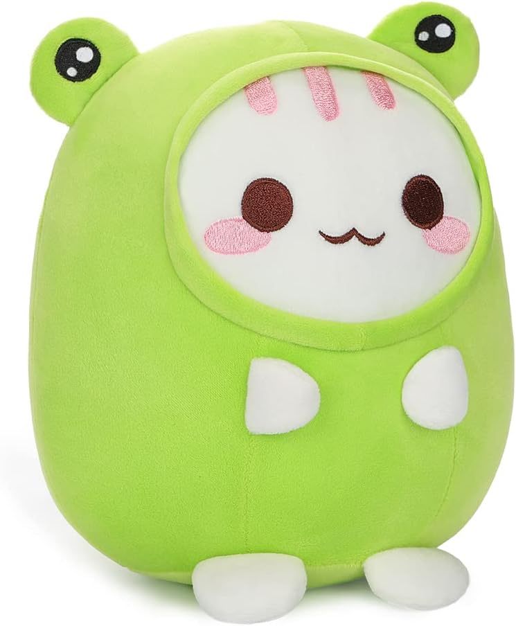 Cute Cat Frog Plush Pillow 8" Kitten Frog Stuffed Animal