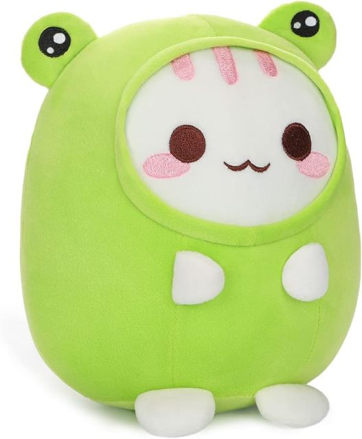Cute Cat Frog Plush Pillow 8" Kitten Frog Stuffed Animal