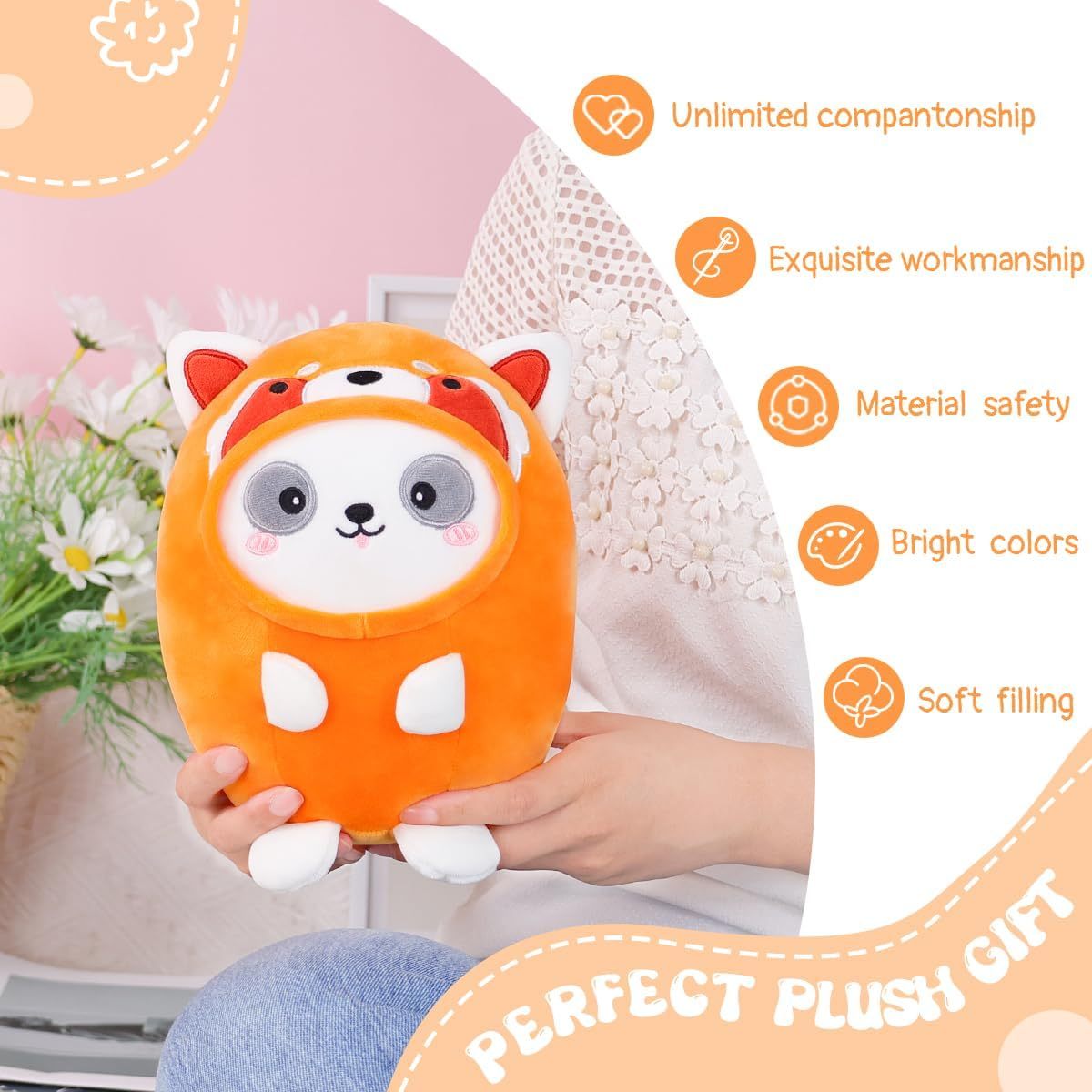 Cute Red Panda Plush Pillow 8" Lesser Panda Stuffed Animal