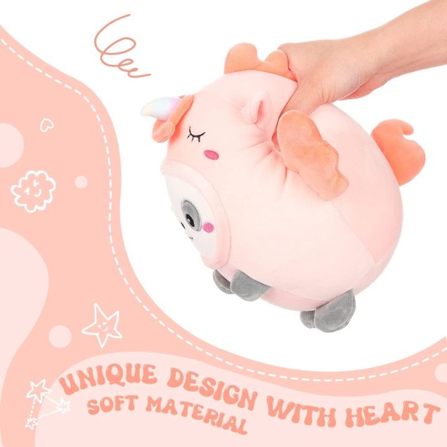 Cute Panda Unicorn Plush Pillow 8" Pandacorn Stuffed Animal