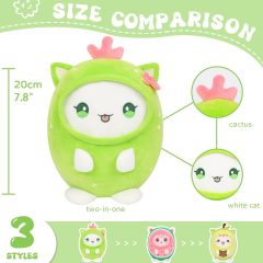 Cactus Cat Plush Pillow 8" Kitten Stuffed Animal