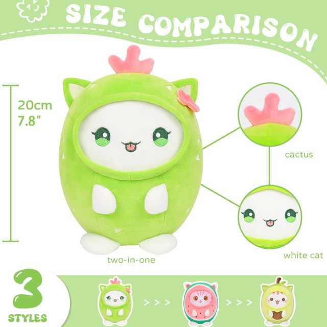Cactus Cat Plush Pillow 8" Kitten Stuffed Animal