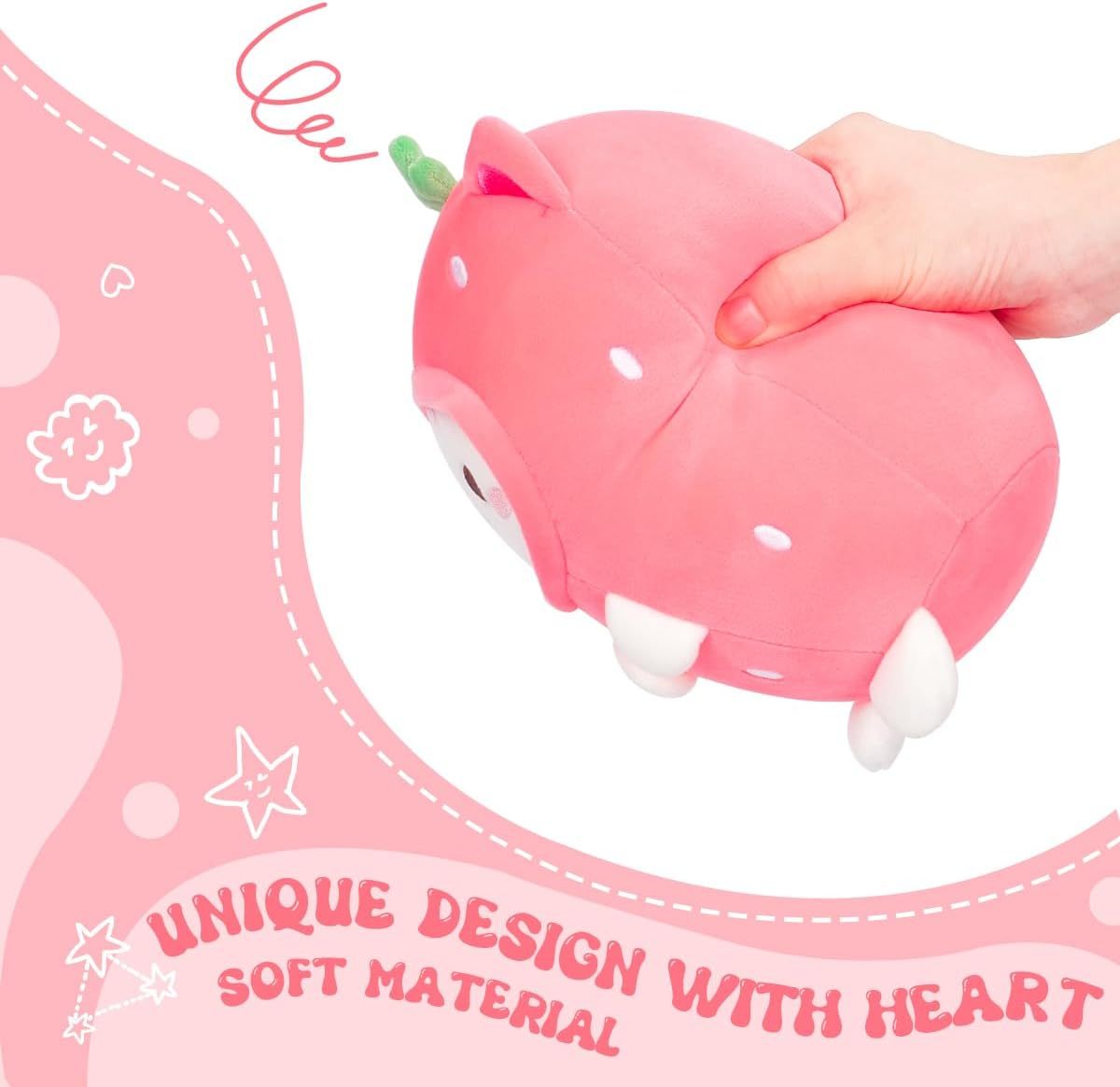 Cute Strawberry Cat Plush Pillow 8" Kitten Stuffed Animal