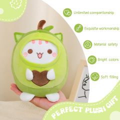 Cute Avocado Cat Plush Pillow 8" Kitten Stuffed Animal