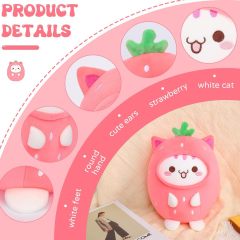 Cute Strawberry Cat Plush Pillow 8" Kitten Stuffed Animal