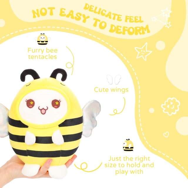 Cute Cat Bee Plush Pillow 8" Kitten Honeybee Stuffed Animal