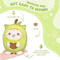 Cute Avocado Cat Plush Pillow 8" Kitten Stuffed Animal