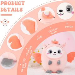 Cute Panda Unicorn Plush Pillow 8" Pandacorn Stuffed Animal