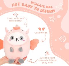 Cute Panda Unicorn Plush Pillow 8" Pandacorn Stuffed Animal