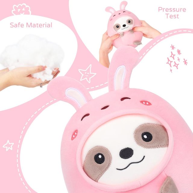 Cute Sloth Rabbit Plush Pillow 8" Bunny Sloth Stuffed Animal