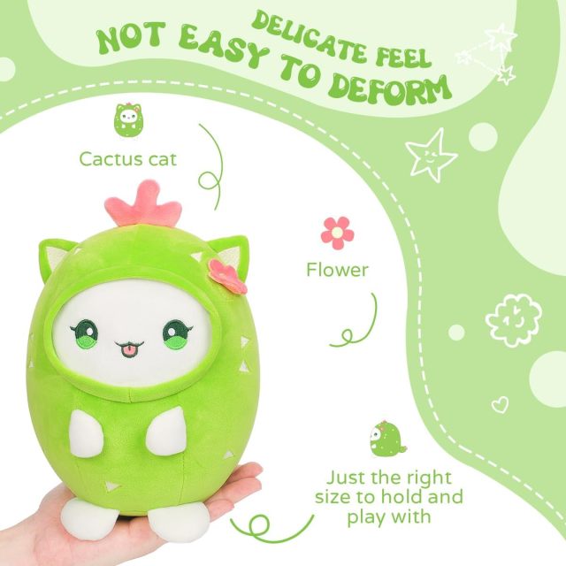 Cactus Cat Plush Pillow 8" Kitten Stuffed Animal