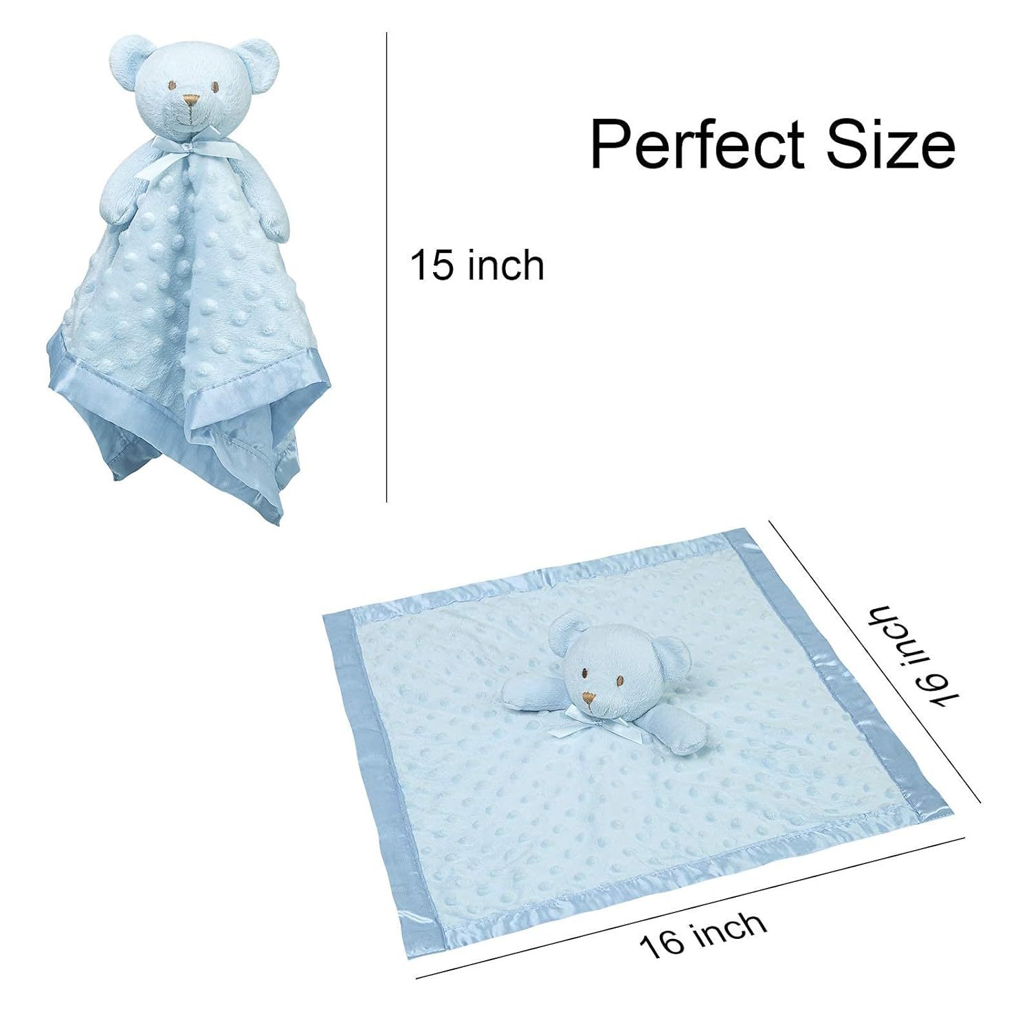 Teddy Bear Lovey Baby Security Blanket for Boys and Girls