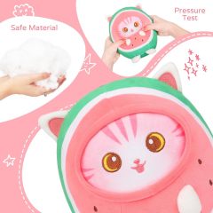 Cute Watermelon Cat Plush Pillow 8" Kitten Stuffed Animal