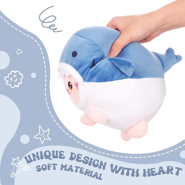 Cute Pig Shark Plush Pillow 8" Piggy Shark Stuffed Animal