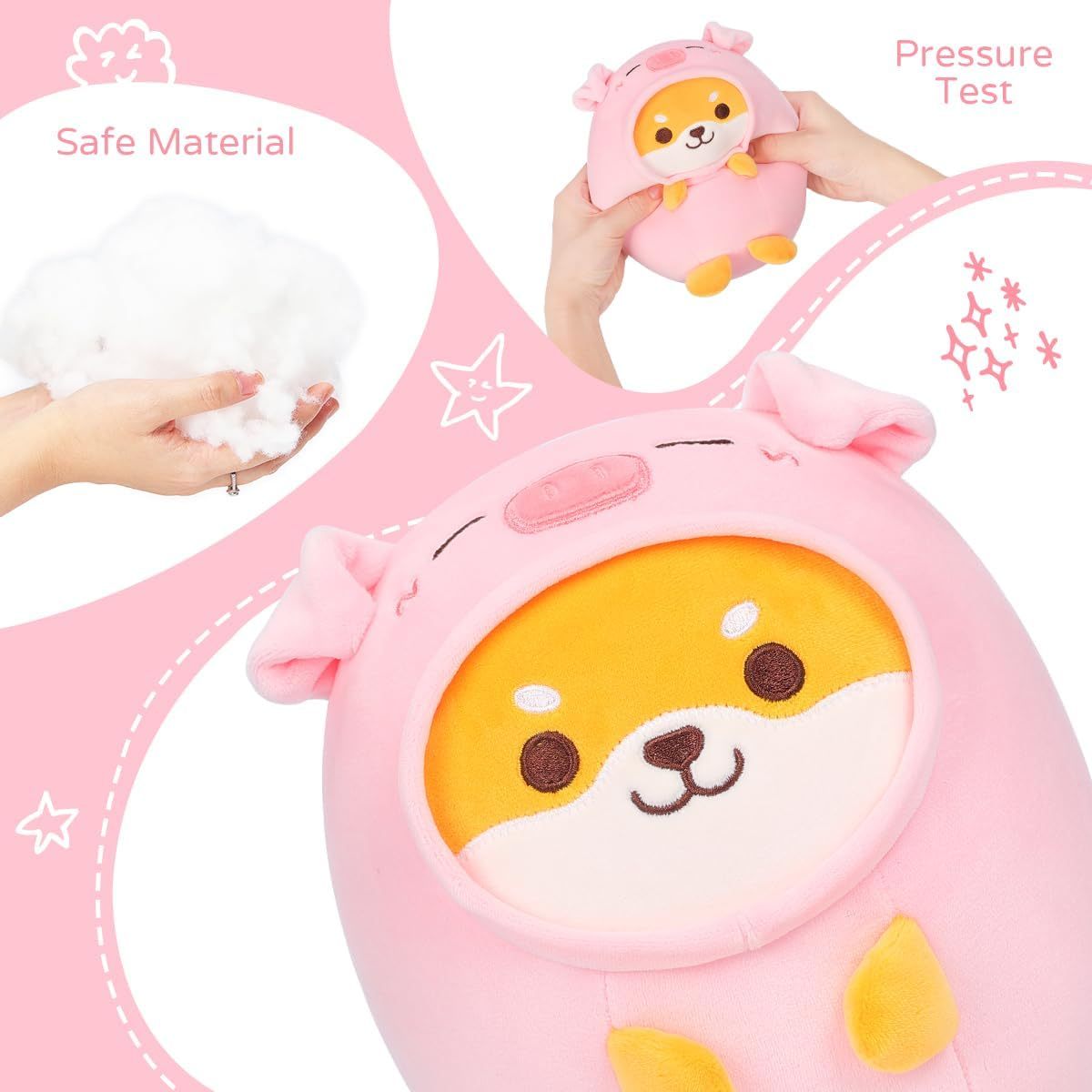 Cute Shiba Inu Pig Plush Pillow 8" Piggy Corgi Akita Stuffed Animal
