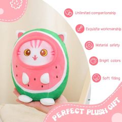 Cute Watermelon Cat Plush Pillow 8" Kitten Stuffed Animal